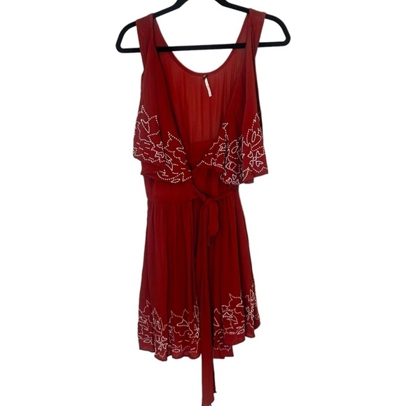 Free People Sylvia Sequin Beaded Flounce Mini Wrap Dress - Picture 6 of 14